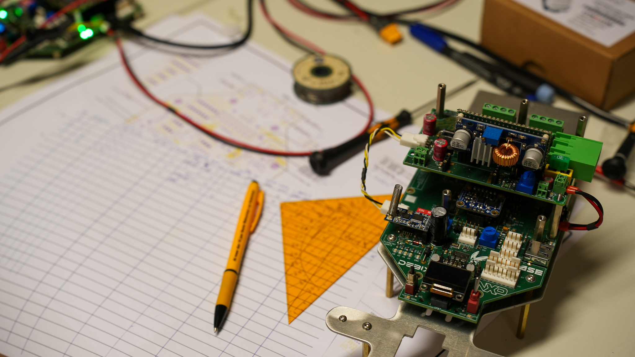 A dismantled Rover undergoing electronics quality assurance