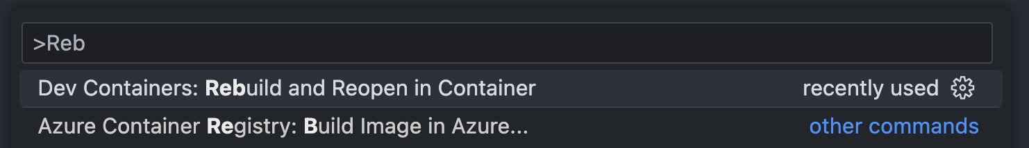 VS Code open in Devcontainer