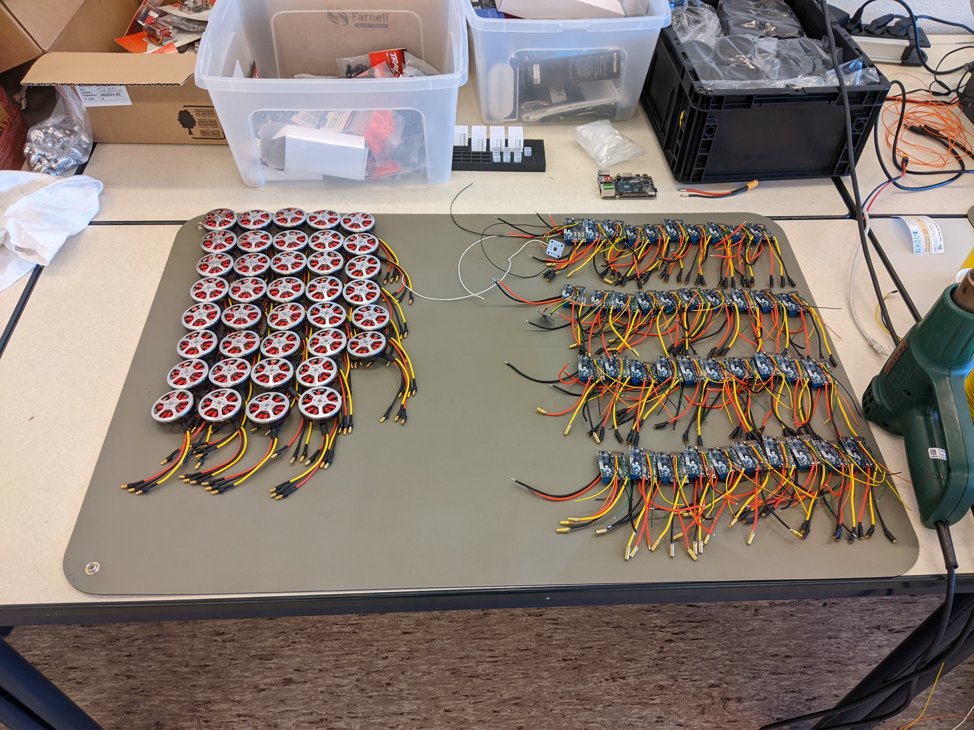 The Rover assembly line, with all motors and ESCs